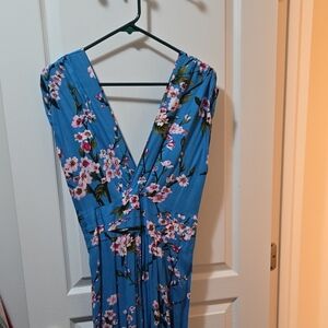 Rocks Floral Blue Backless Dress